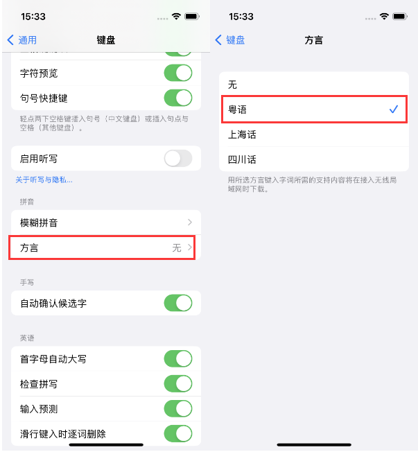 龙凤苹果14服务点分享iPhone 14plus设置键盘粤语方言的方法 