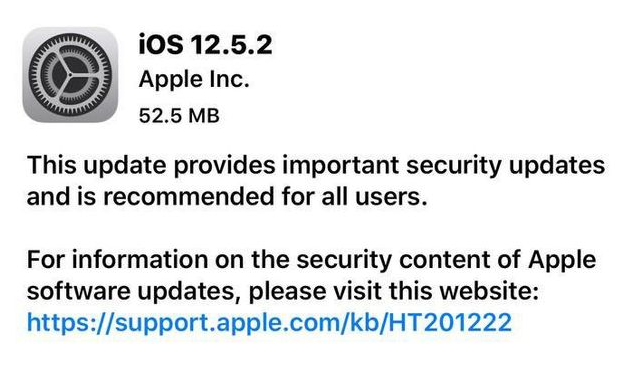 龙凤苹果手机维修分享iOS12.5.2发布，建议所有老苹果用户安装 